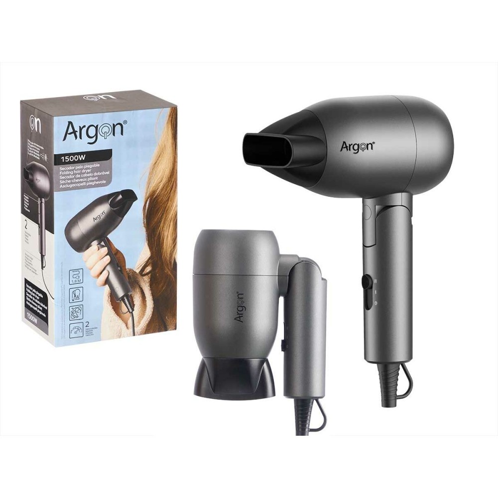 Sèche-cheveux Pliable Argon Noir Argenté 1500 W