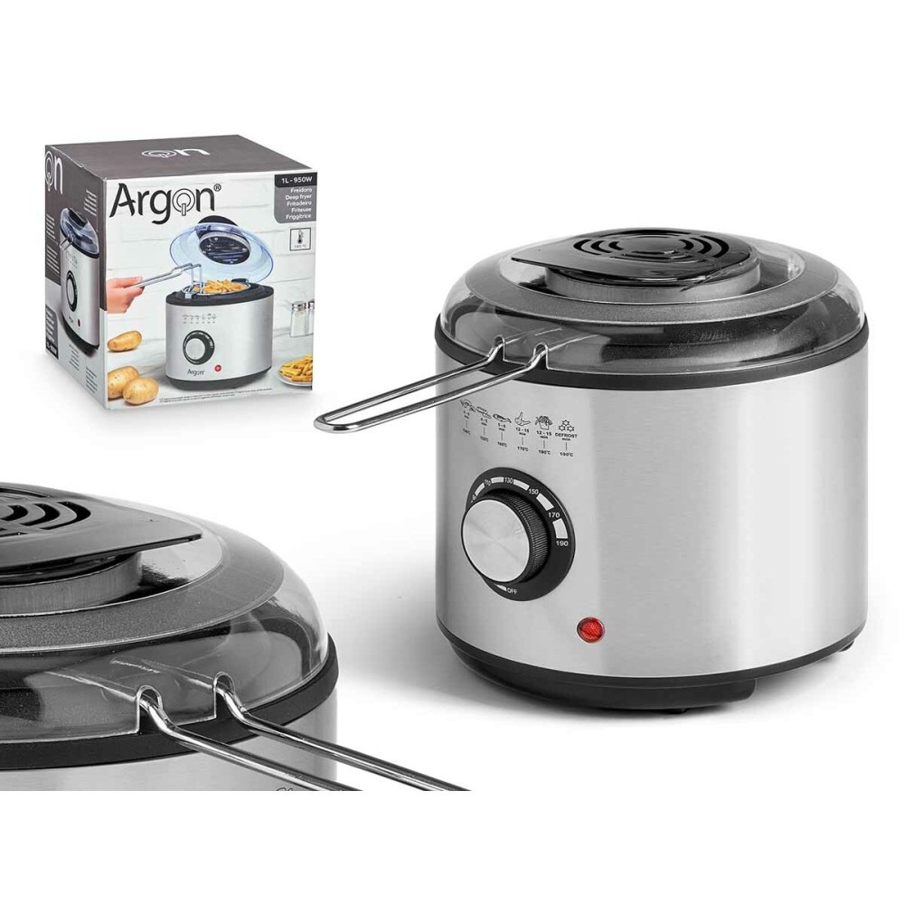 Friteuse Argon Noir Transparent Argenté 1 L 950 W
