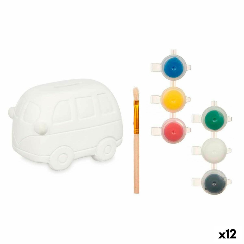 Paint Your Own Money Box White 12,4 x 8,6 x 9,9 cm Van (12 Units)