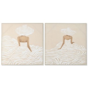 Toile Home ESPRIT Blanc Beige Robe Scandinave 82,5 x 3,5 x 82,5 cm (2 Unités)