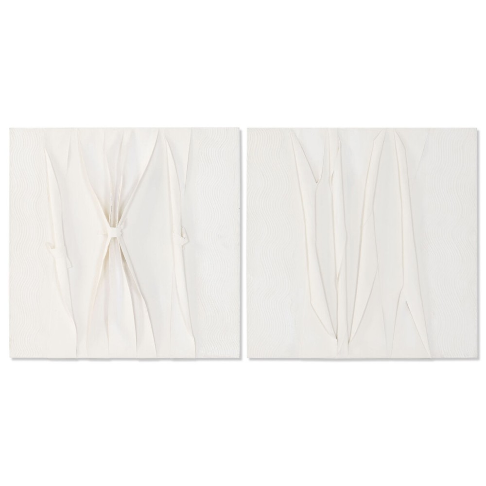Toile Home ESPRIT Blanc Abstrait Scandinave 60 x 3,5 x 60 cm (2 Unités)