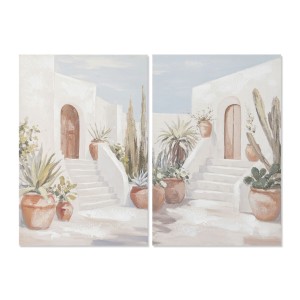 Toile Home ESPRIT Blanc Vert Boho 60 x 3,5 x 90 cm (2 Unités)