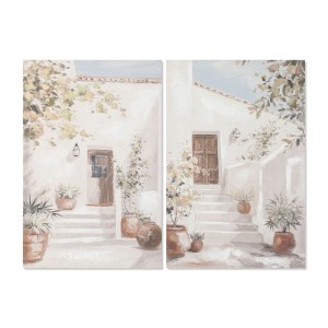 Toile Home ESPRIT Blanc Vert Ville Cottage 60 x 3,5 x 90 cm (2 Unités)