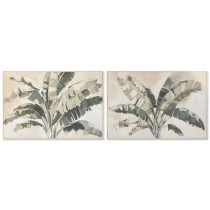 Toile Home ESPRIT Marron Vert Palmiers Tropical 122,5 x 3,5 x 82,5 cm (2 Unités)