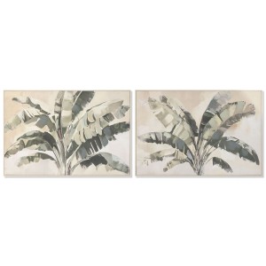 Toile Home ESPRIT Marron Vert Palmiers Tropical 122,5 x 3,5 x 82,5 cm (2 Unités)