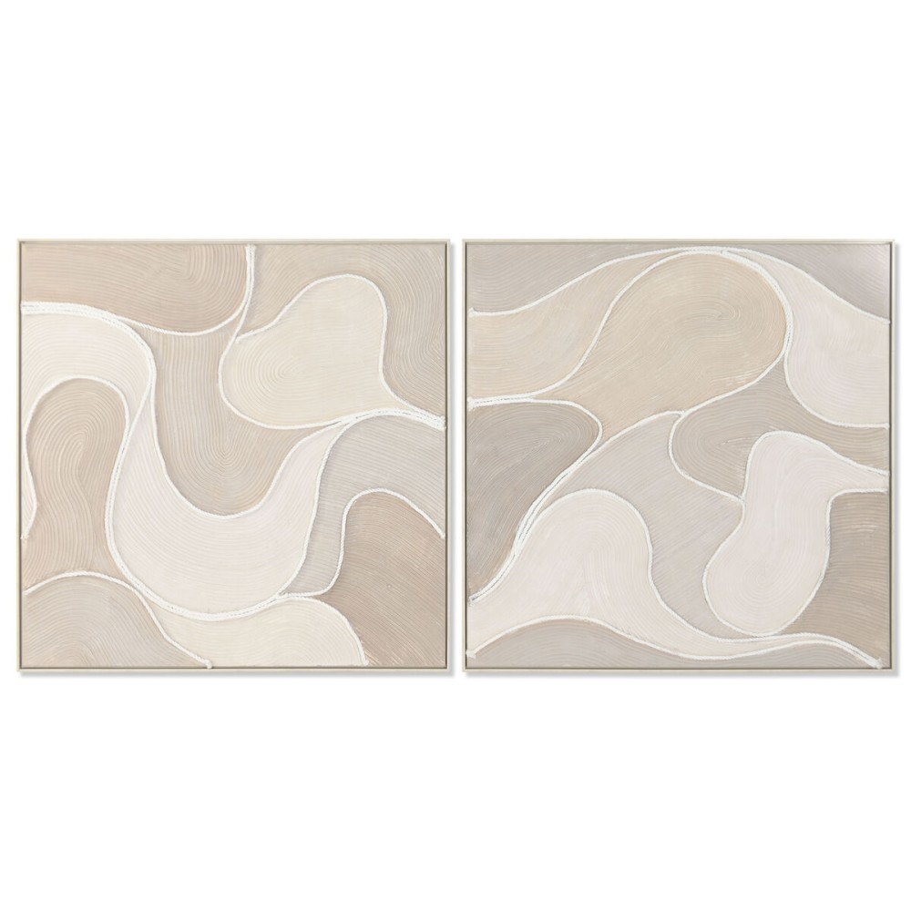 Toile Home ESPRIT Beige Abstrait Scandinave 102 x 4,5 x 102 cm (2 Unités)