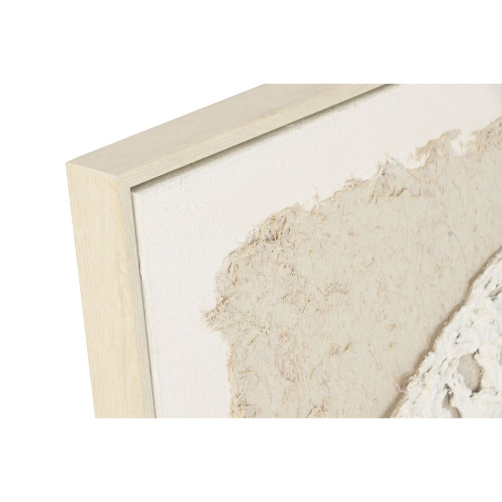Leinwand Home ESPRIT Weiß Beige Pflanzenblatt Cottage 62,5 X 3,5 X 62,5 CM (2 Stück)