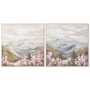 Leinwand Home ESPRIT Weiß Rosa Berg 80 x 3,5 x 80 cm (2 Stück)