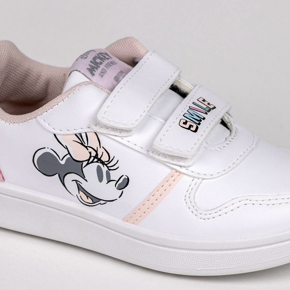 Chaussures de Sport pour Enfants Minnie Mouse Velcro Blanc