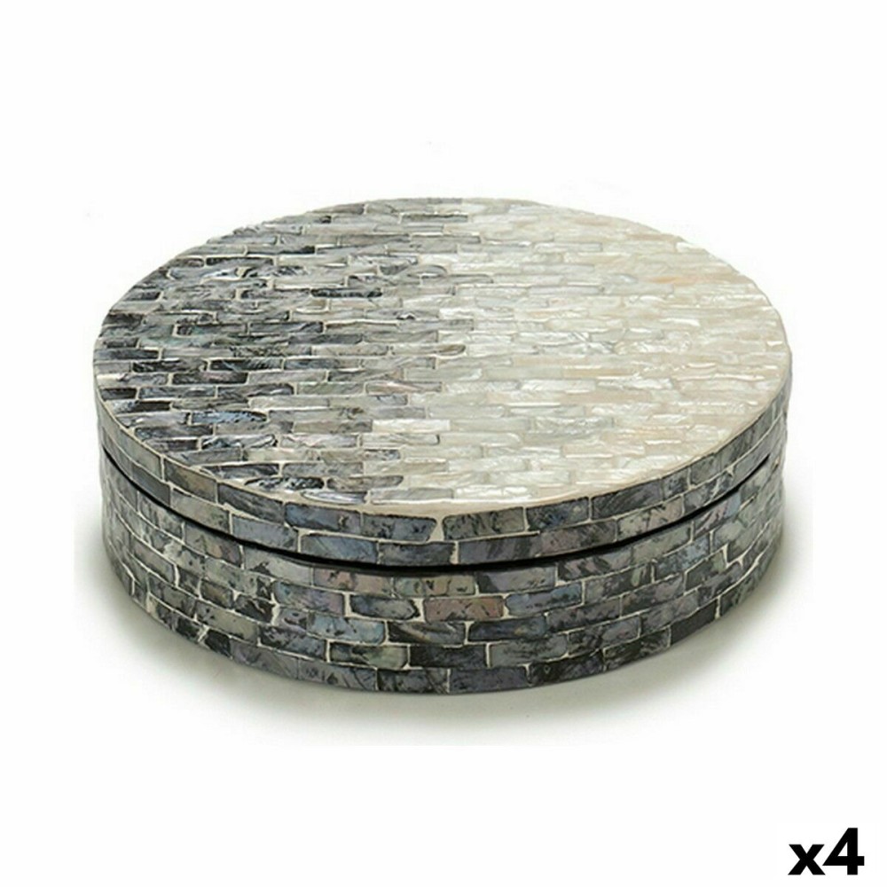 Boîte Décorative Gift Decor Blanc Noir Argenté Argent Nacre noire Contre-plaqué (4 Unités)