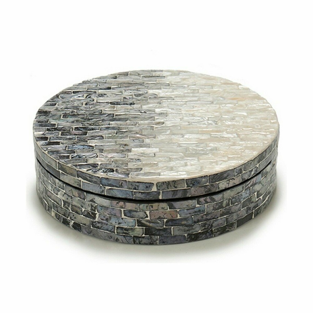 Boîte Décorative Gift Decor Blanc Noir Argenté Argent Nacre noire Contre-plaqué (4 Unités)