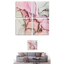 Toile Gift Decor Toile 35 x 7 x 35 cm Rose Marbre (4 Pièces)