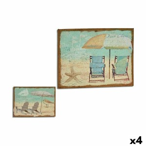 Toile Gift Decor Plage 70 x 3 x 50 cm (4 Unités)