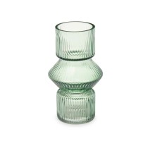 Vase Gift Decor grün Kristall Streifen 9,5 x 16,5 x 9,5 cm 10,5 x 17,5 x 10,5 cm (8 Stück)