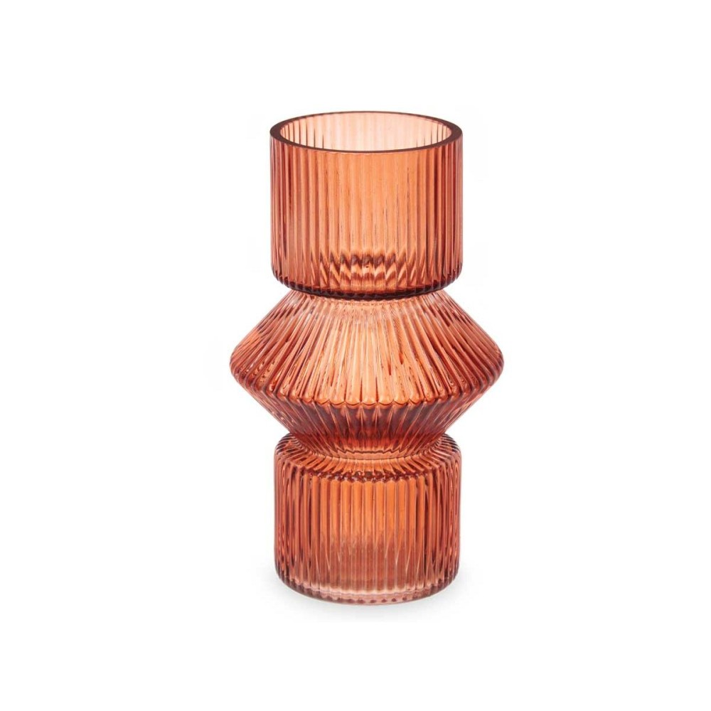 Vase Gift Decor Orange Ziegel Kristall Streifen 9,5 x 16,5 x 9,5 cm 10,5 x 17,5 x 10,5 cm (8 Stück)
