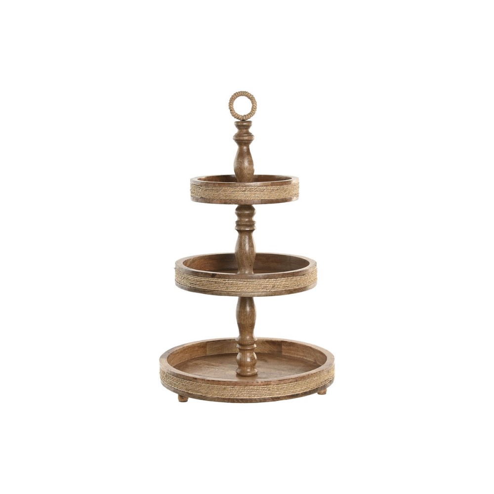 Centre de Table Home ESPRIT Marron Corde Bois de manguier 38 x 38 x 63 cm