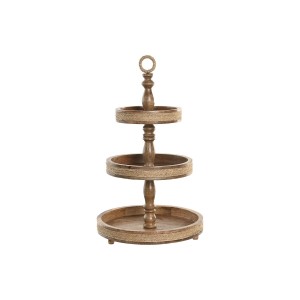 Centre de Table Home ESPRIT Marron Corde Bois de manguier 38 x 38 x 63 cm