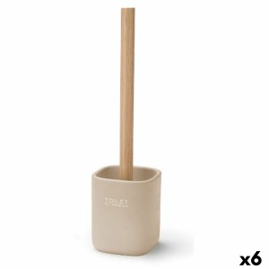 Toilettenbürste Berilo Weiß Beige Holz Polyesterharz 9,6 x 37 x 9,5 cm (6 Stück)