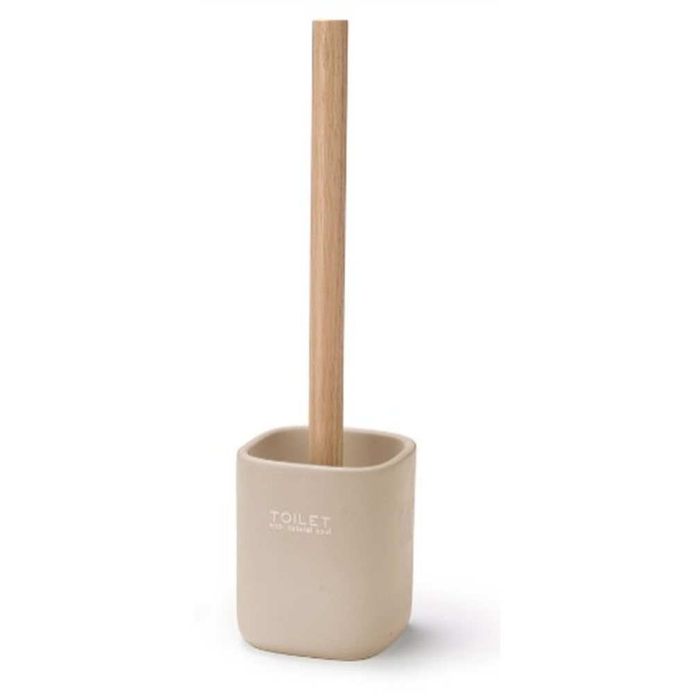 Toilettenbürste Berilo Weiß Beige Holz Polyesterharz 9,6 x 37 x 9,5 cm (6 Stück)