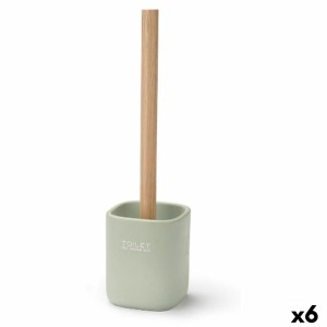 Toilettenbürste Berilo Weiß grün Holz Polyesterharz 9,6 x 37 x 9,5 cm (6 Stück)