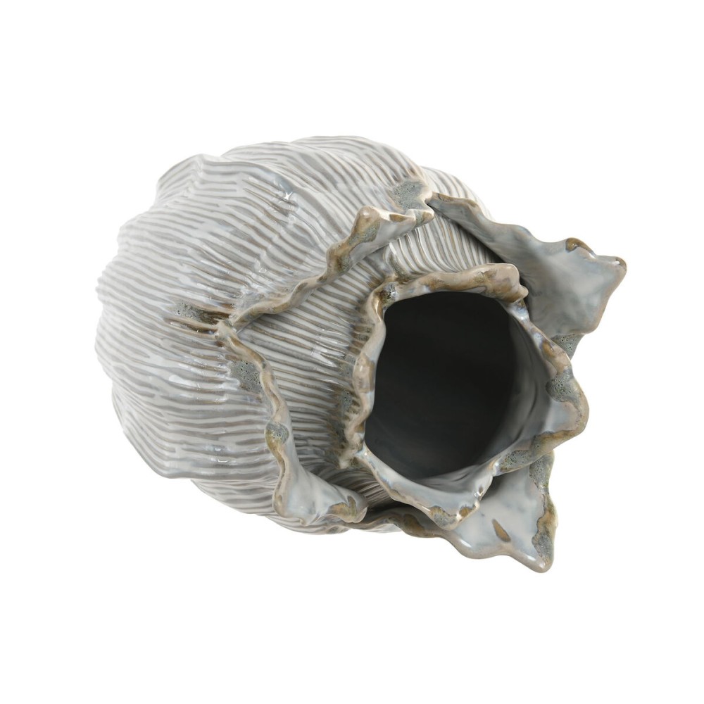 Vase Home ESPRIT Creme aus Keramik Pflanzenblatt 19 x 19 x 33 cm
