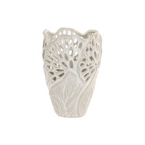 Vase Home ESPRIT Weiß aus Keramik Pflanzenblatt 18 x 18 x 25 cm
