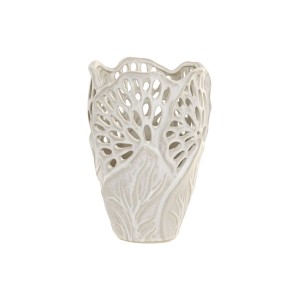 Vase Home ESPRIT Blanc Céramique Feuille d'une plante 18 x 18 x 25 cm