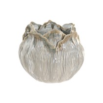 Vase Home ESPRIT Creme aus Keramik Pflanzenblatt 22 x 22 x 19 cm