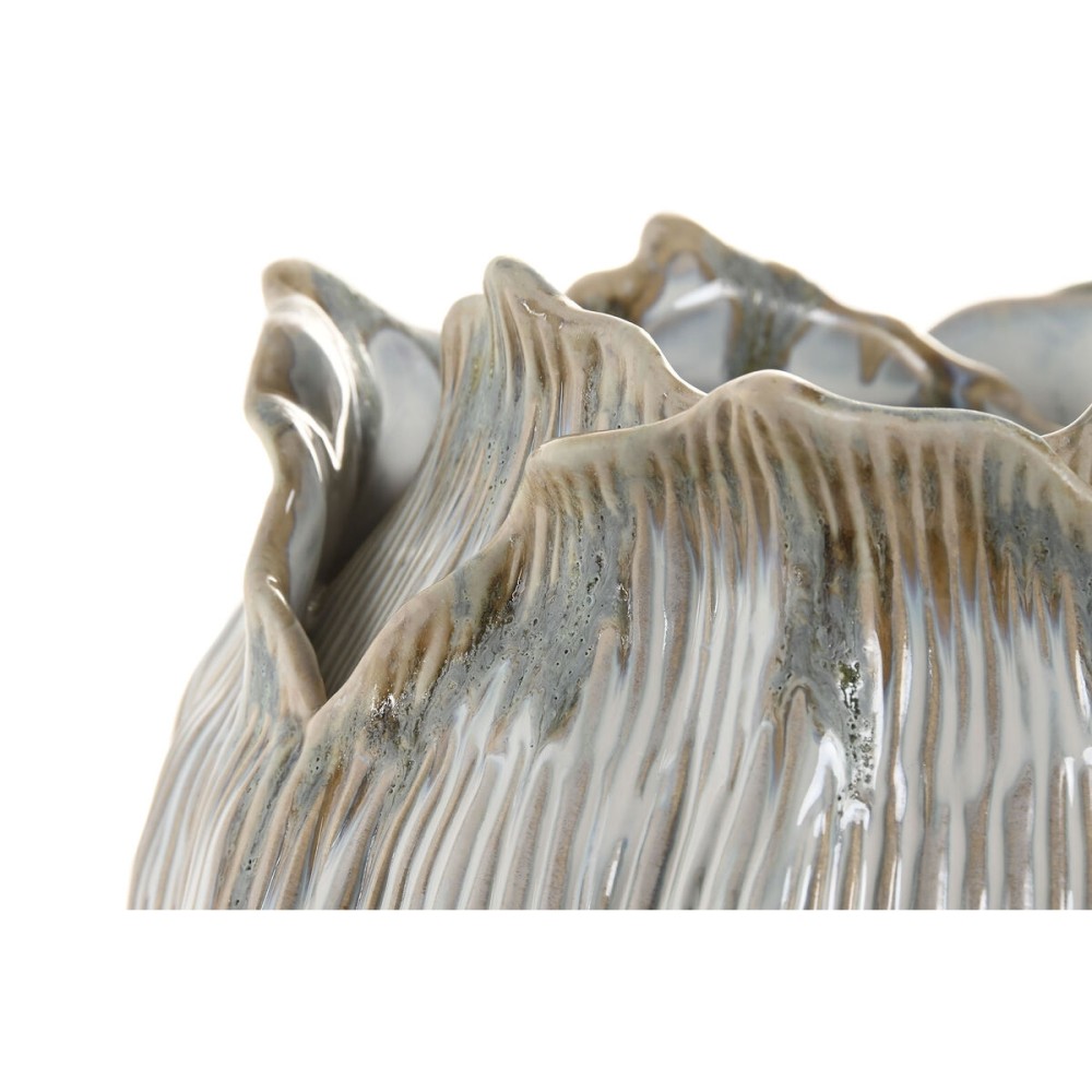 Vase Home ESPRIT Crème Céramique Feuille d'une plante 22 x 22 x 19 cm