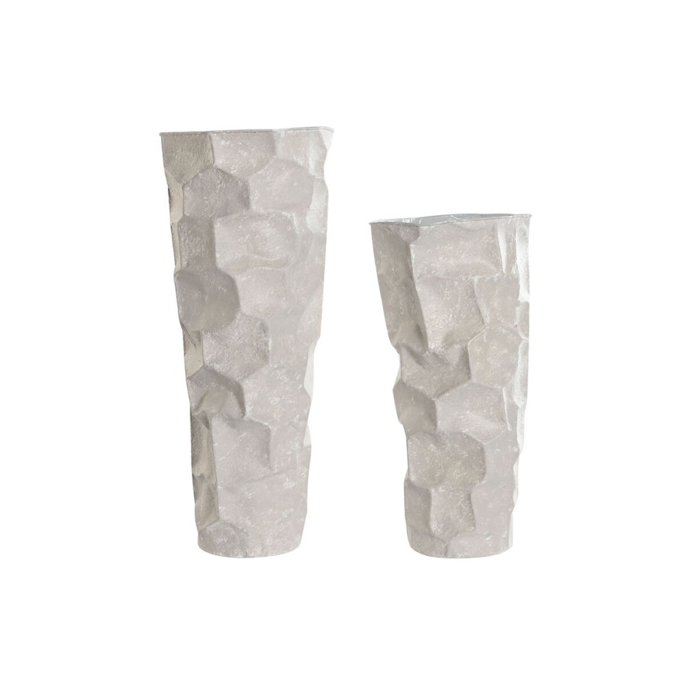 Set von 2 Vasen Home ESPRIT Beige Metall Moderne 20 x 20 x 48 cm 19 x 19 x 48 cm (2 Stücke)