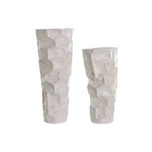 Ensemble de 2 Vases Home ESPRIT Beige Métal Moderne 20 x 20 x 48 cm 19 x 19 x 48 cm (2 Pièces)