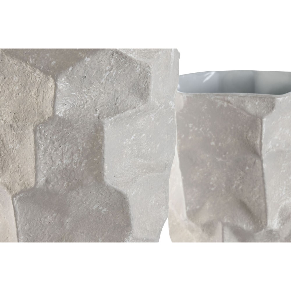 Set von 2 Vasen Home ESPRIT Beige Metall Moderne 20 x 20 x 48 cm 19 x 19 x 48 cm (2 Stücke)