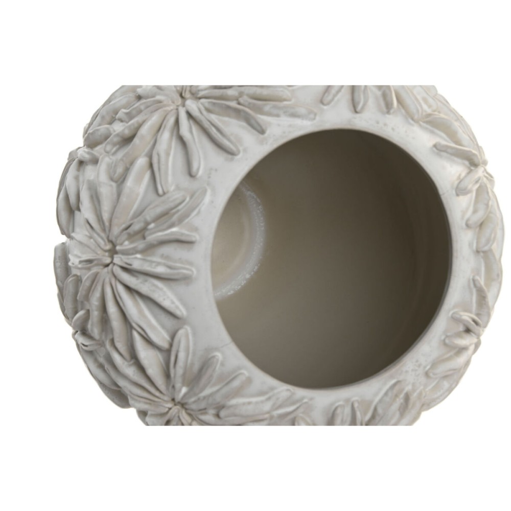 Vase Home ESPRIT Blanc Céramique Style artisanal Feuille d'une plante 27 x 27 x 35 cm