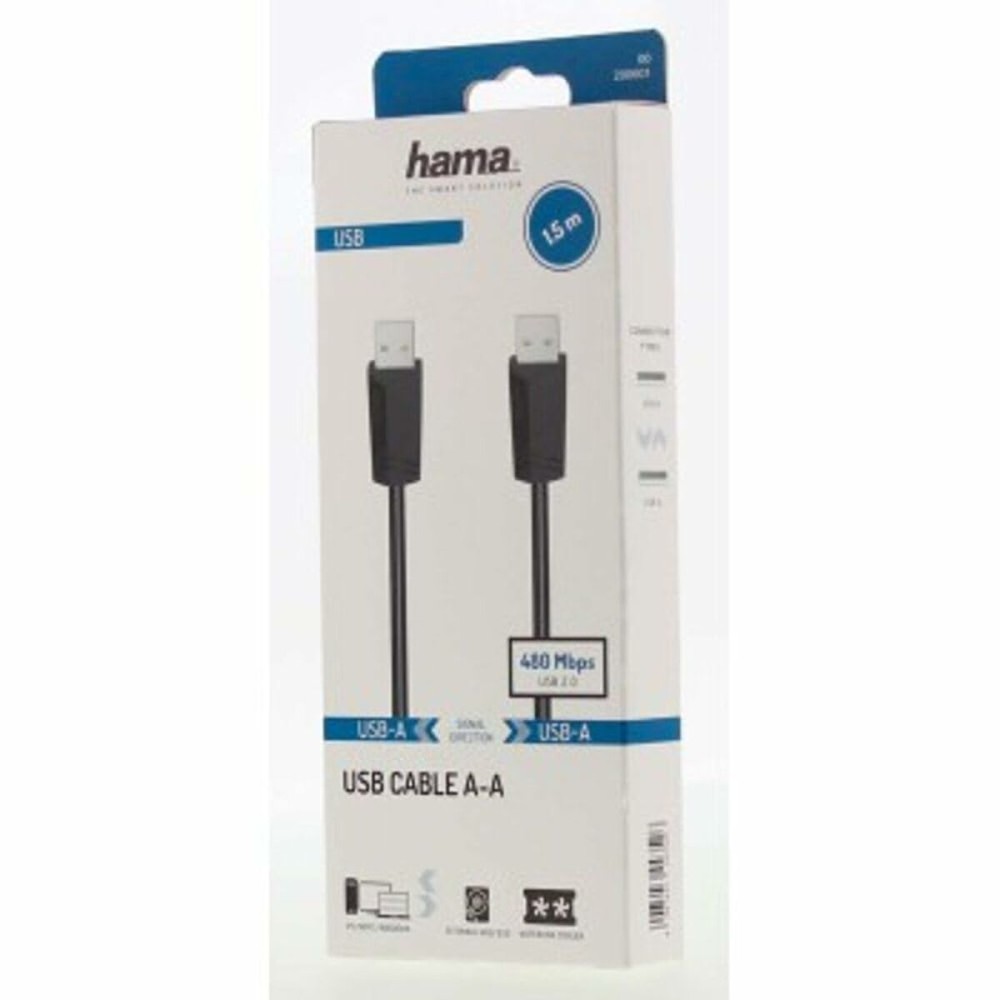 Câble USB Hama 00200601 Noir 1,5 m