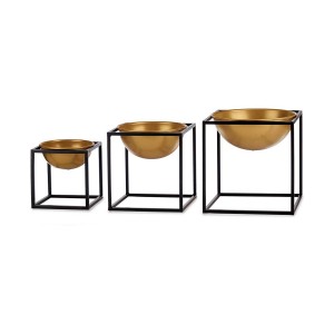Set de Bols Gift Decor Noir Doré 23 x 24 x 23 cm Décoration (3 Pièces) (3 Unités)