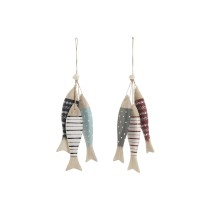 Dekoration zum Aufhängen Home ESPRIT Blau Rot Bunt Fische 5 x 2 x 20 cm (2 Stück)