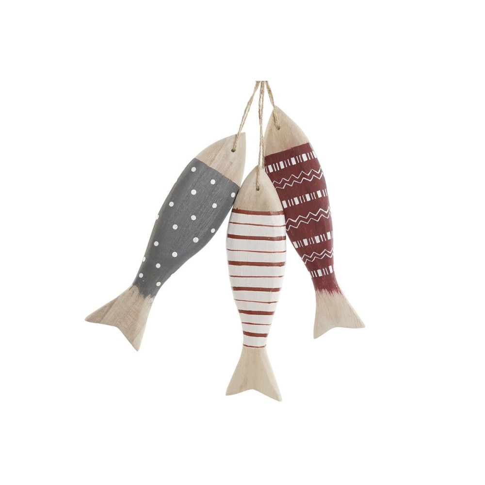 Dekoration zum Aufhängen Home ESPRIT Blau Rot Bunt Fische 5 x 2 x 20 cm (2 Stück)