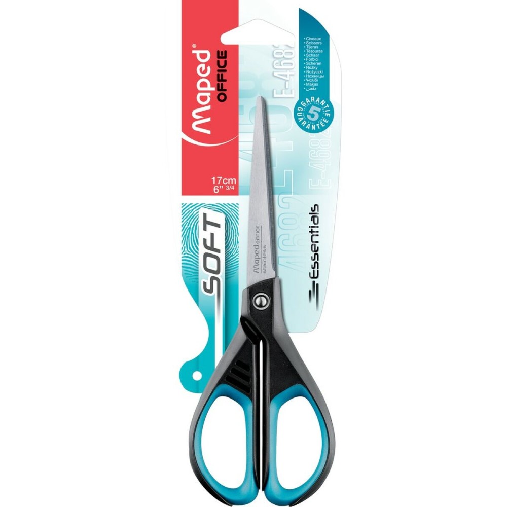 Ciseaux Maped Essentials Soft E4682 Noir Bleu Acier inoxydable 17 cm (24 Unités)