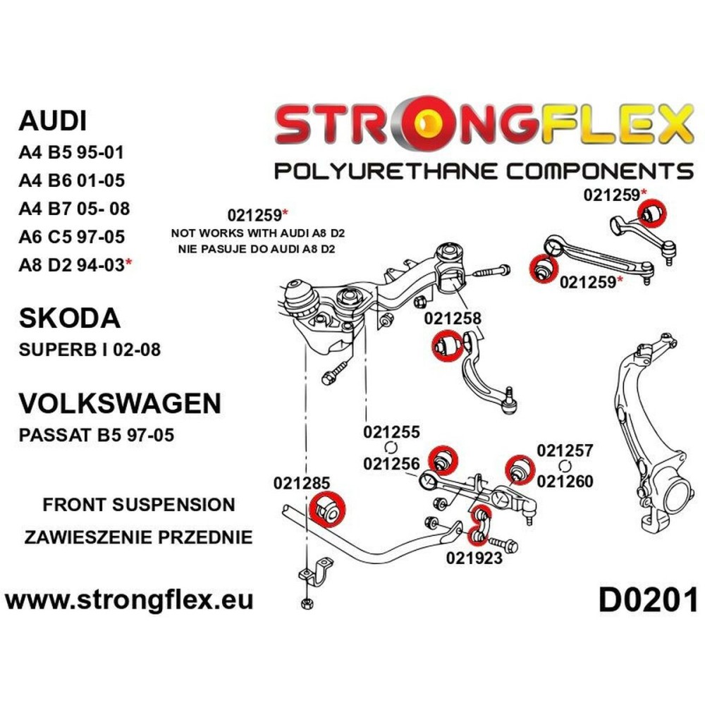 Silentblock Strongflex STF021260AX2 Inférieur Delantera 2 Pièces