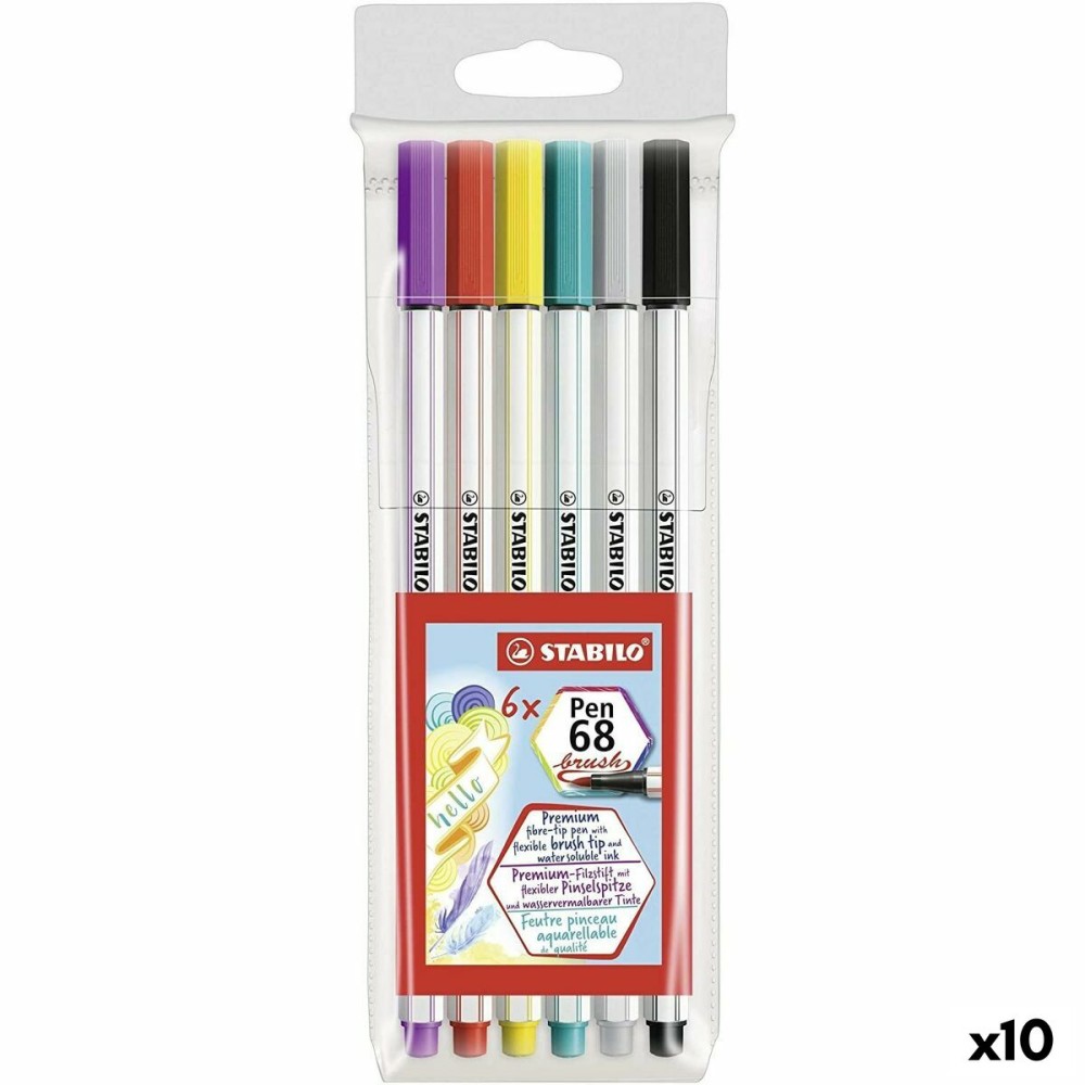 Marker-Set Stabilo Pen 68 Brush Bunt (10 Stück)