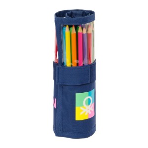 Pochette crayons Benetton Cool Blue marine 7 x 20 x 7 cm Enveloppante 27 Pièces