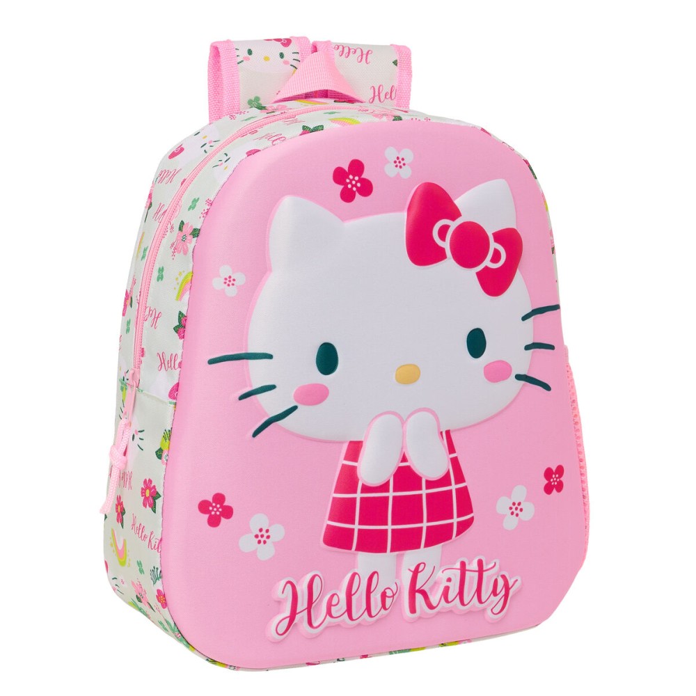 Sac à dos enfant 3D Hello Kitty Vert Rose 27 x 33 x 10 cm