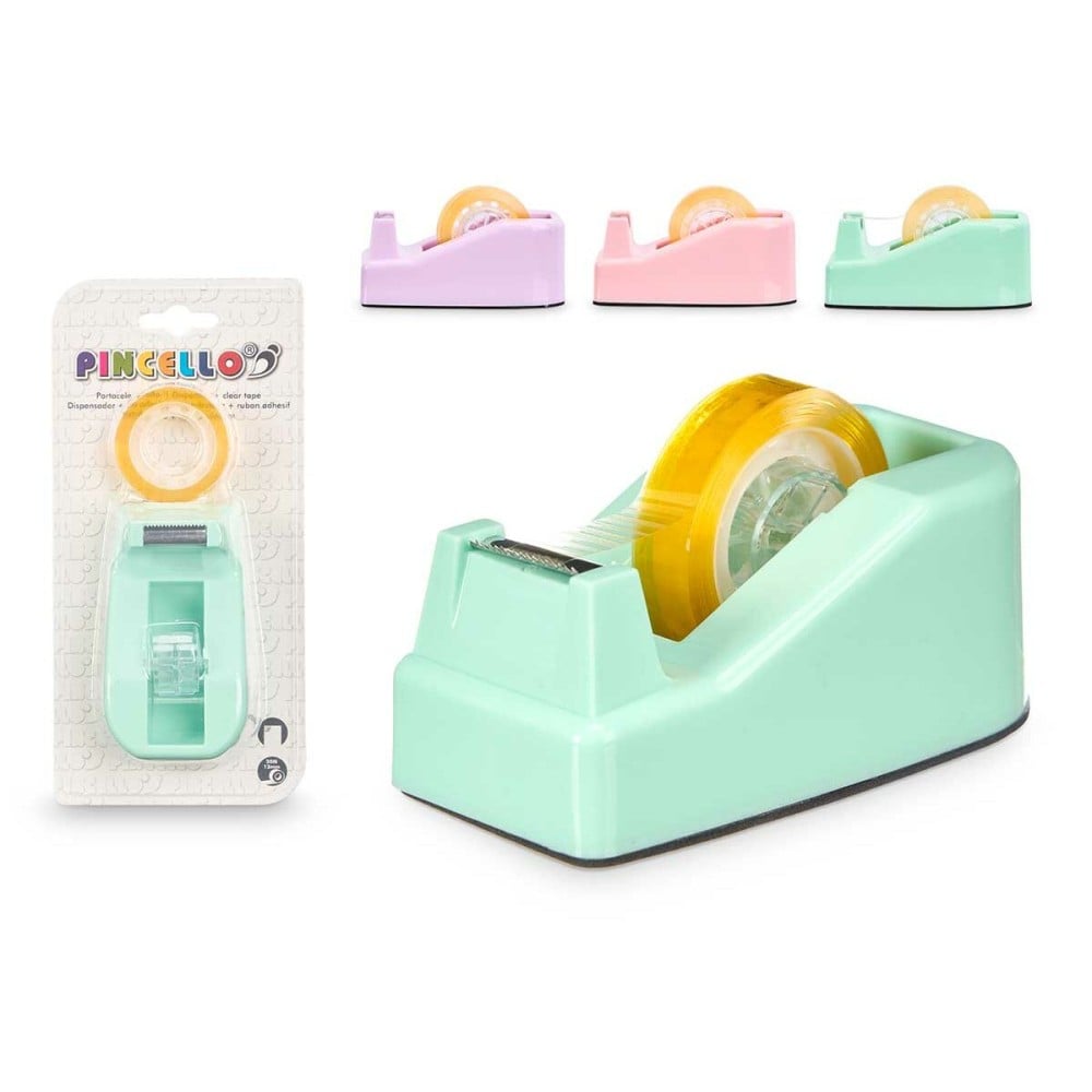 Sellotape Dispenser Pincello Green Purple Pink 10 x 21,5 x 4,5 cm (12 Units)
