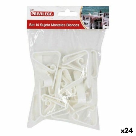 Tablecloth Clip Privilege 59443 14 pcs White 4,5 cm (14 Pieces) (24 Units) (4,5 cm)