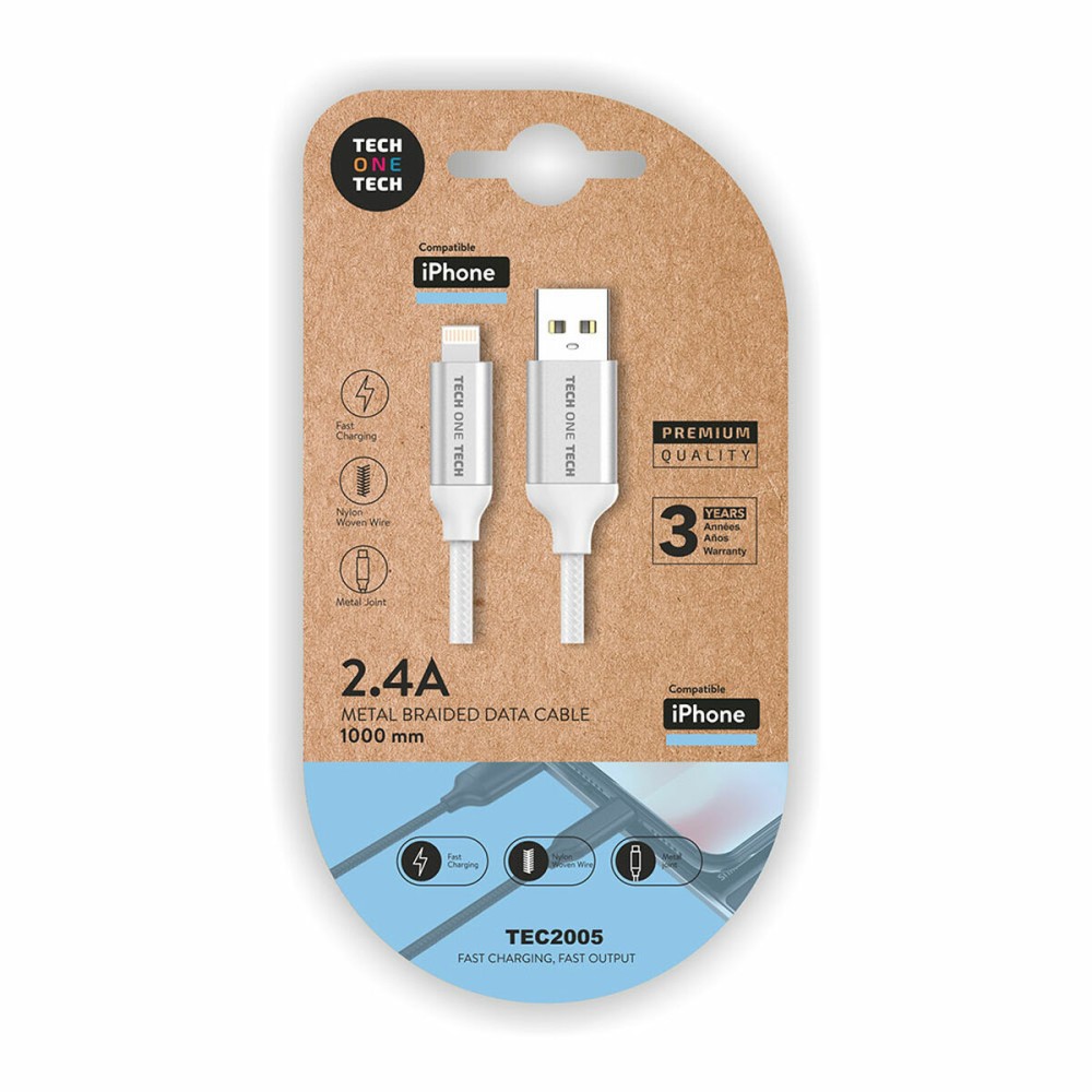 Câble USB vers Lightning Tech One Tech TEC2005 Blanc