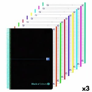 Set of exercise books Oxford Black n Colours Black Turquoise A4+ 160 Sheets (3 Units)