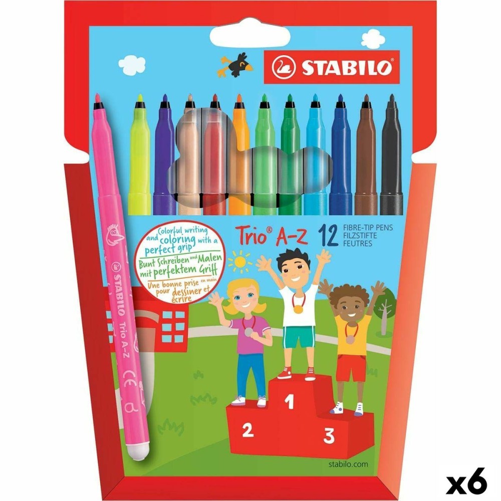 Set of Felt Tip Pens Stabilo Trio AZ Multicolour (6 Units)