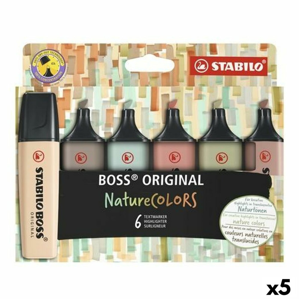 Ensemble de Marqueurs Fluorescents Stabilo Boss Nature Colors Multicouleur (5 Unités)