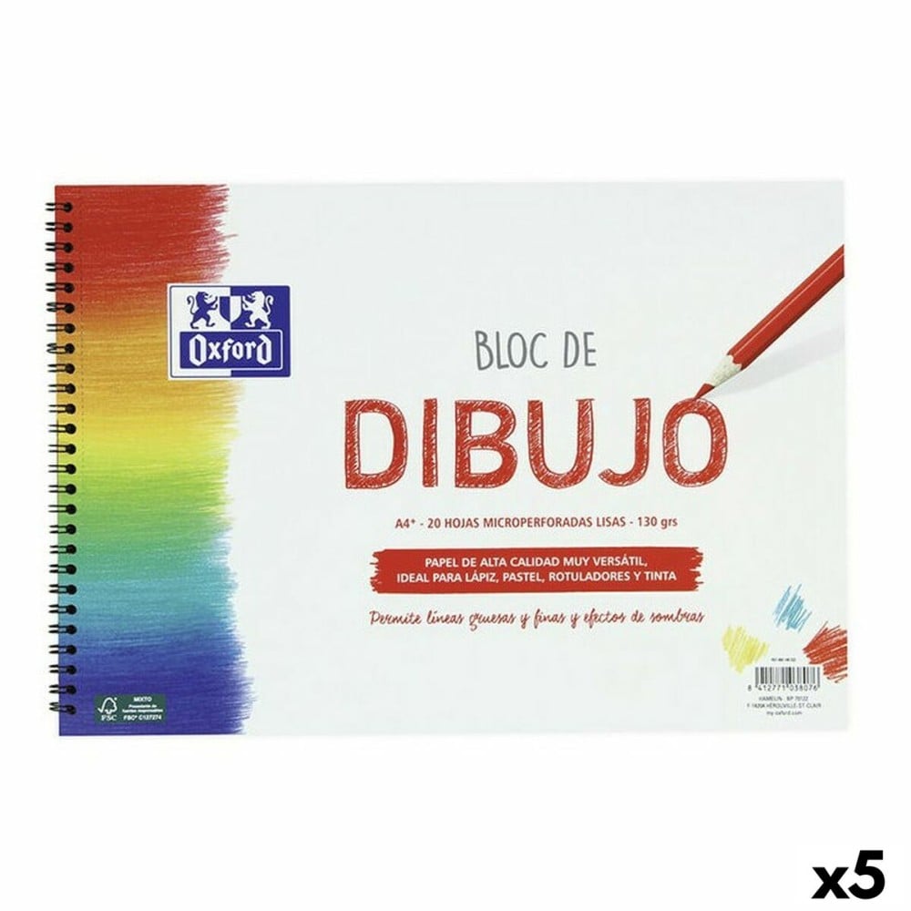 Drawing Pad Oxford White A4+ 20 Sheets (5 Units)