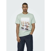 Herren Kurzarm-T-Shirt Only & Sons Onskolton Reg Beach Surf grün